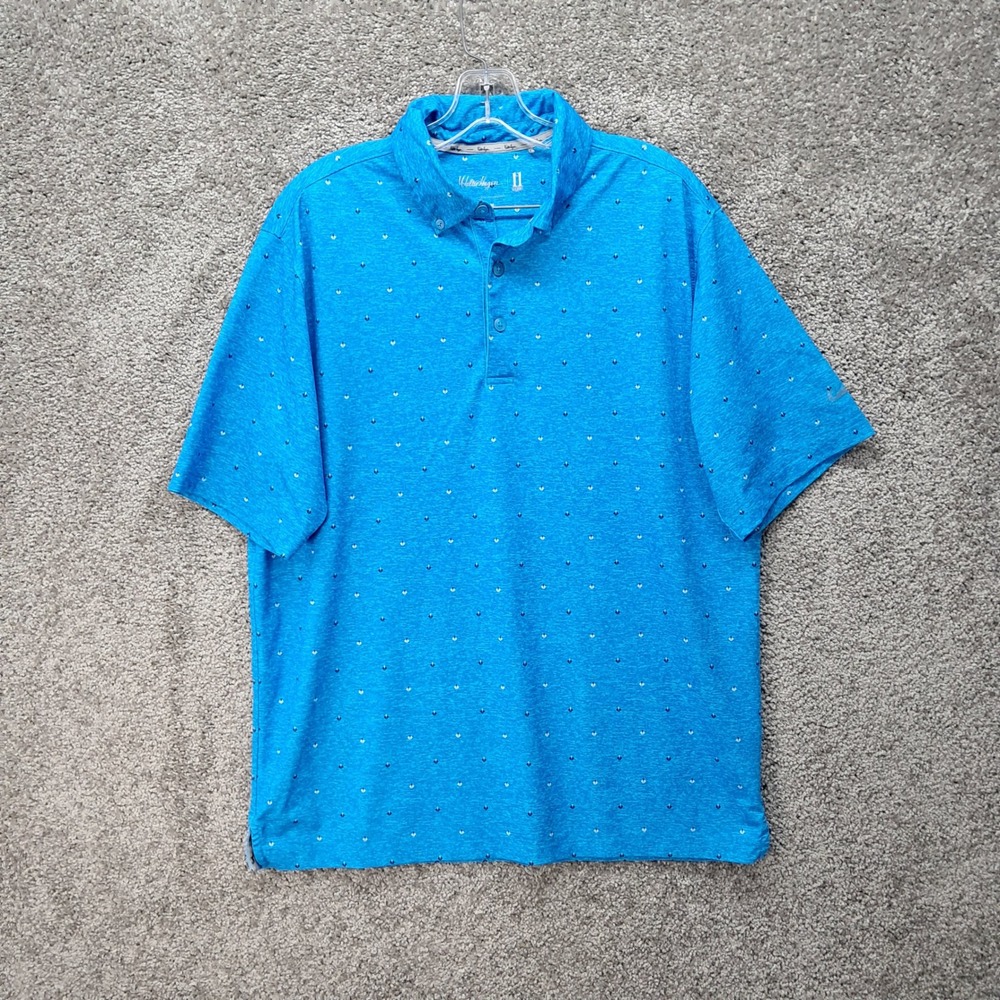 Walter Hagen 11 Majors Mens Blue Geometric Print Golf Polo Shirt Medium 7762
